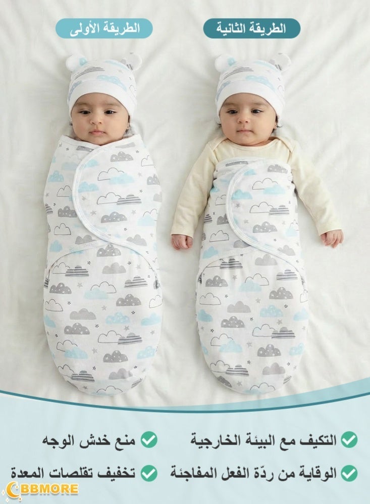 BBMORE 3 Pack Baby Swaddle Wrap, Swaddle Blanket for Newborn and Infant, Adjustable Velcro Swaddling Set for Boy and Girl, Soft Cotton Baby Sleep Sack, Helps Calm Startle Reflex, 0-3 Months - Image 4